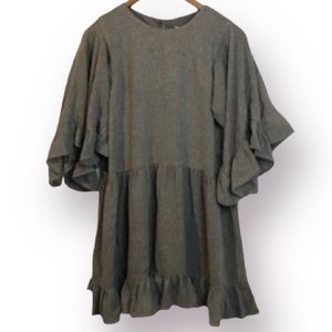 ZARA TRAFALUC COLLECTION. Gray Dress Large Oversized  Flowy Cinched Sleeves.